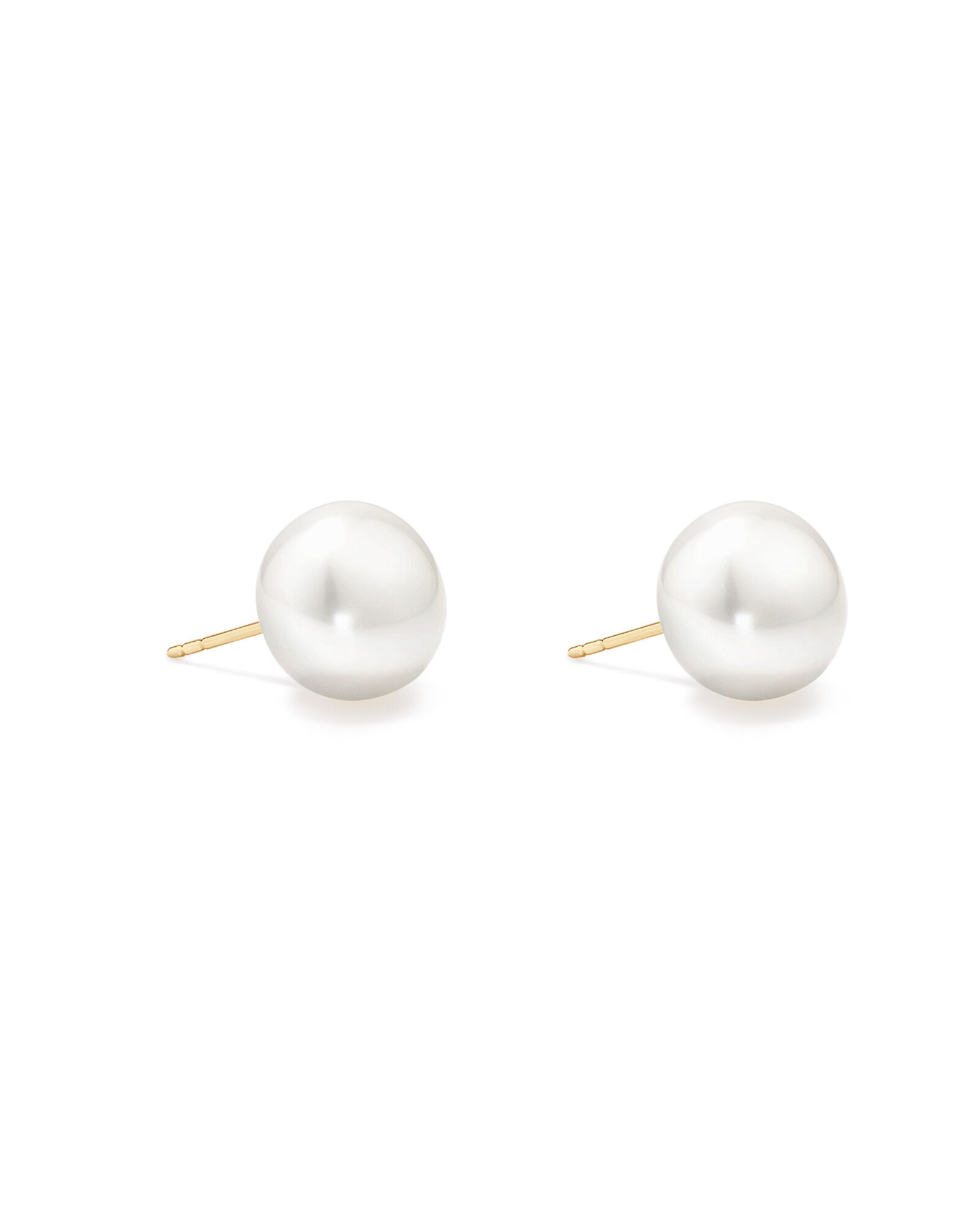 10.5-11mm Button Cultured Freshwater Pearl Stud Earrings in 10kt Yellow Gold