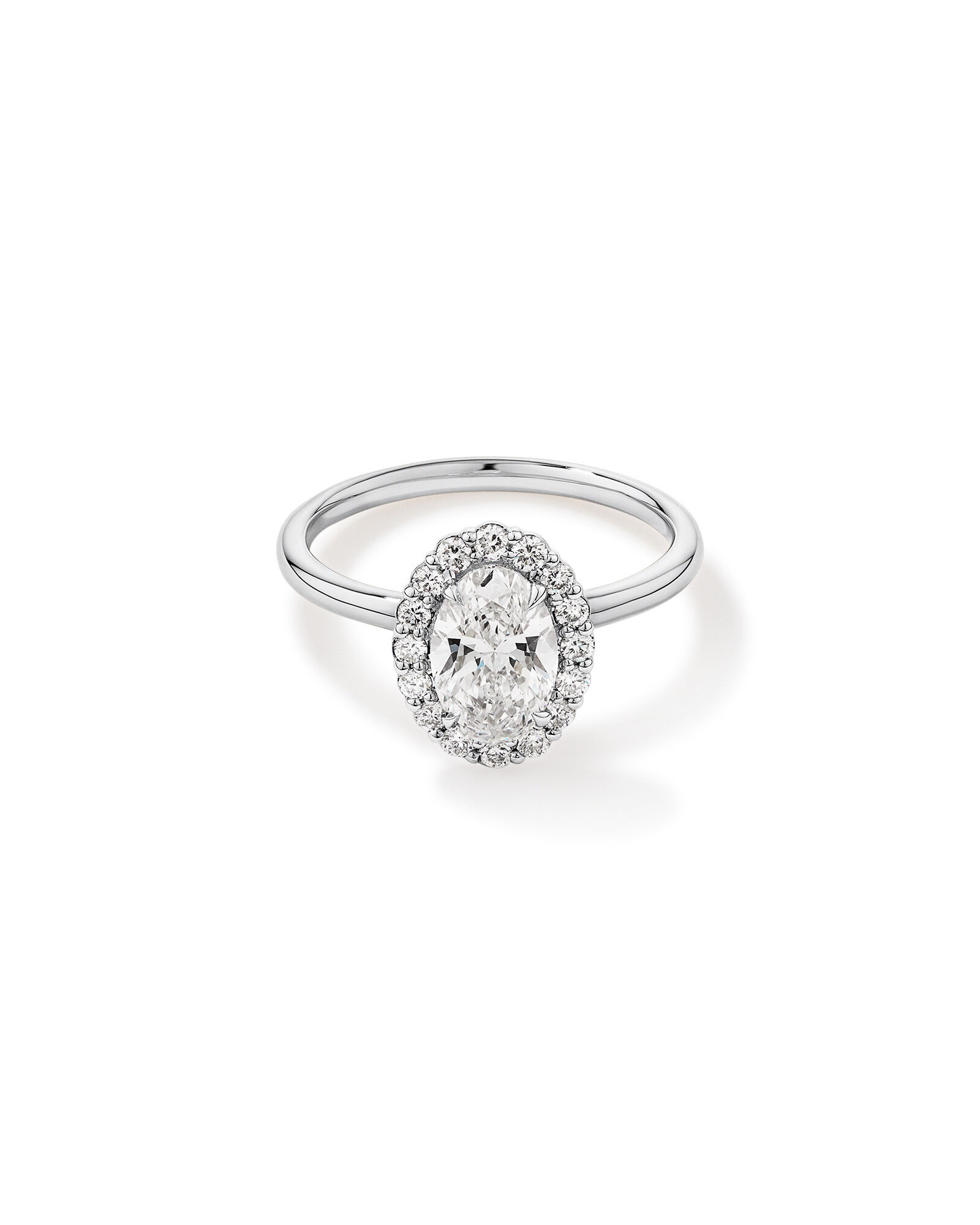 1.46 Carat TW Oval Cut Laboratory-Grown Diamond Halo Engagement Ring in 14kt White Gold