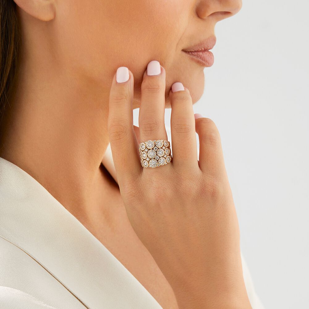 3 Row Bubble Ring with 3.00 Carat TW Diamonds in 14kt Yellow Gold