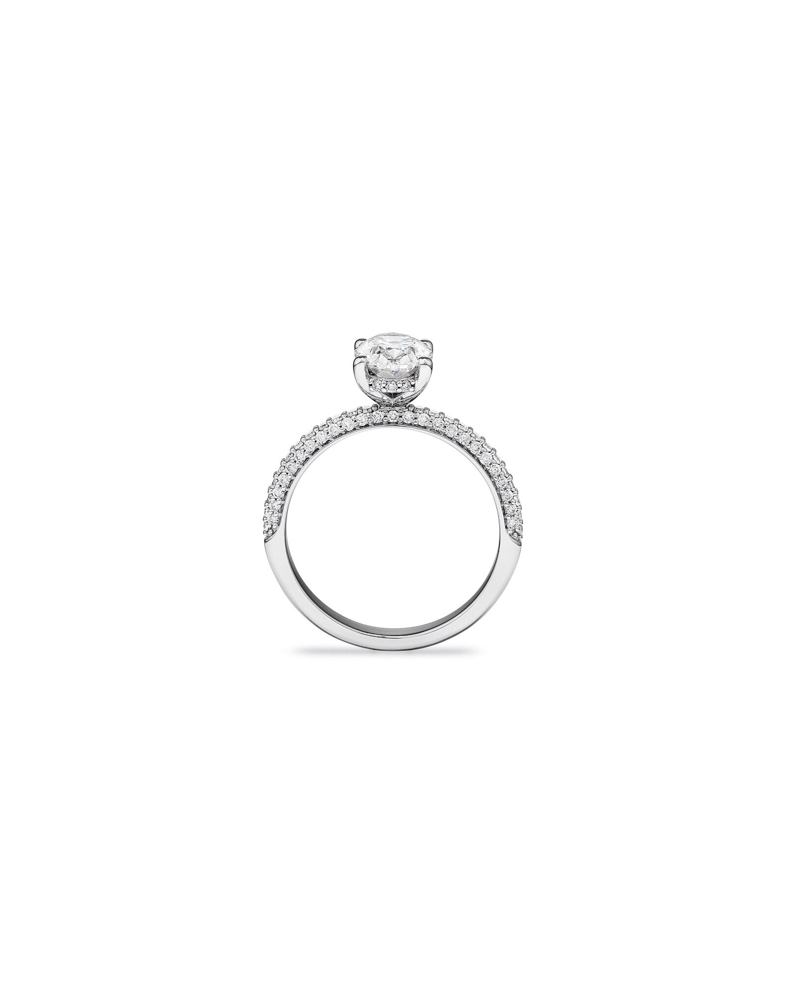 1.95 Carat TW Oval Cut Laboratory-Grown Diamond Solitaire Side Accent Engagement Ring in 14kt White Gold