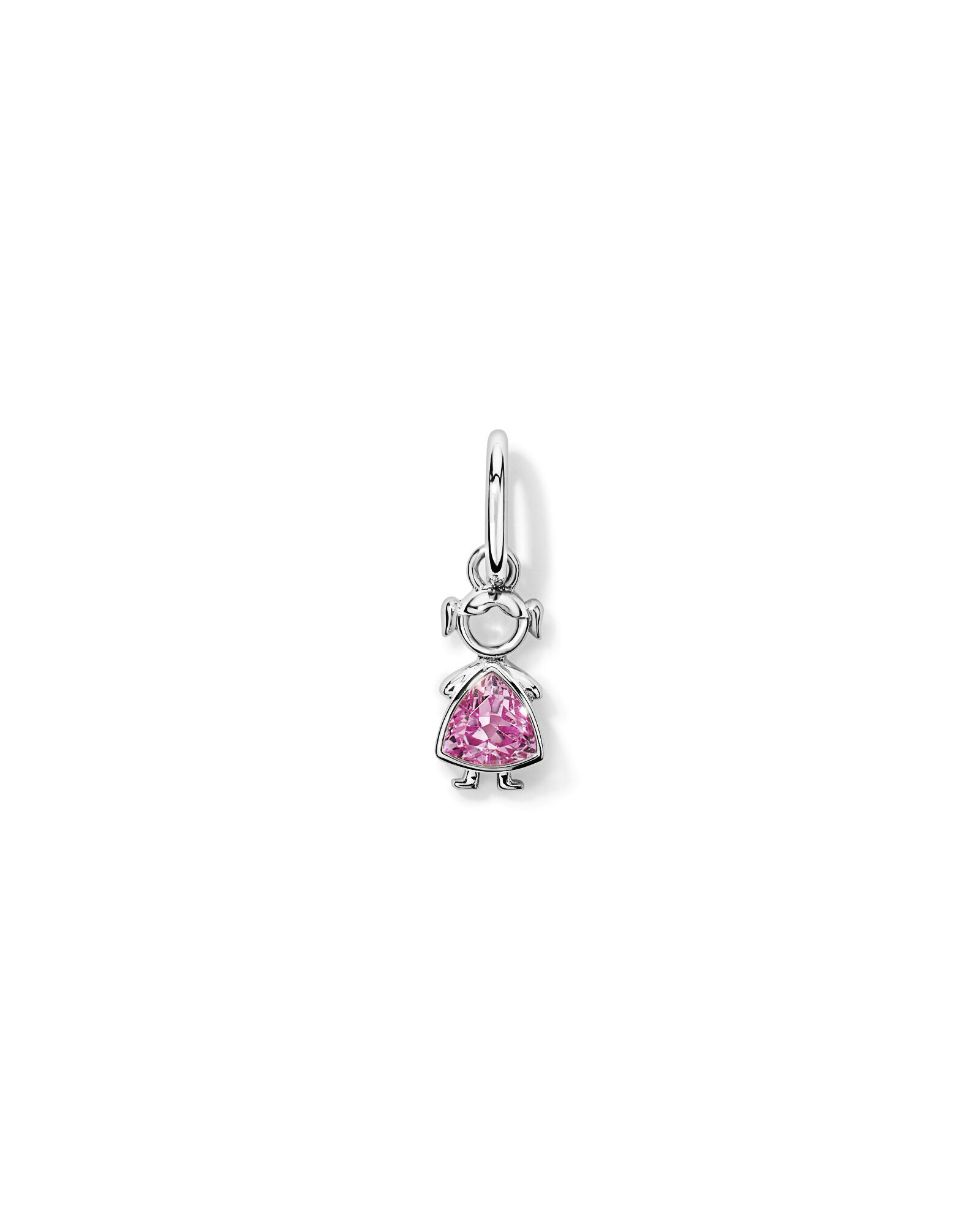 Created Pink Sapphire Girl Pendant in Sterling Silver