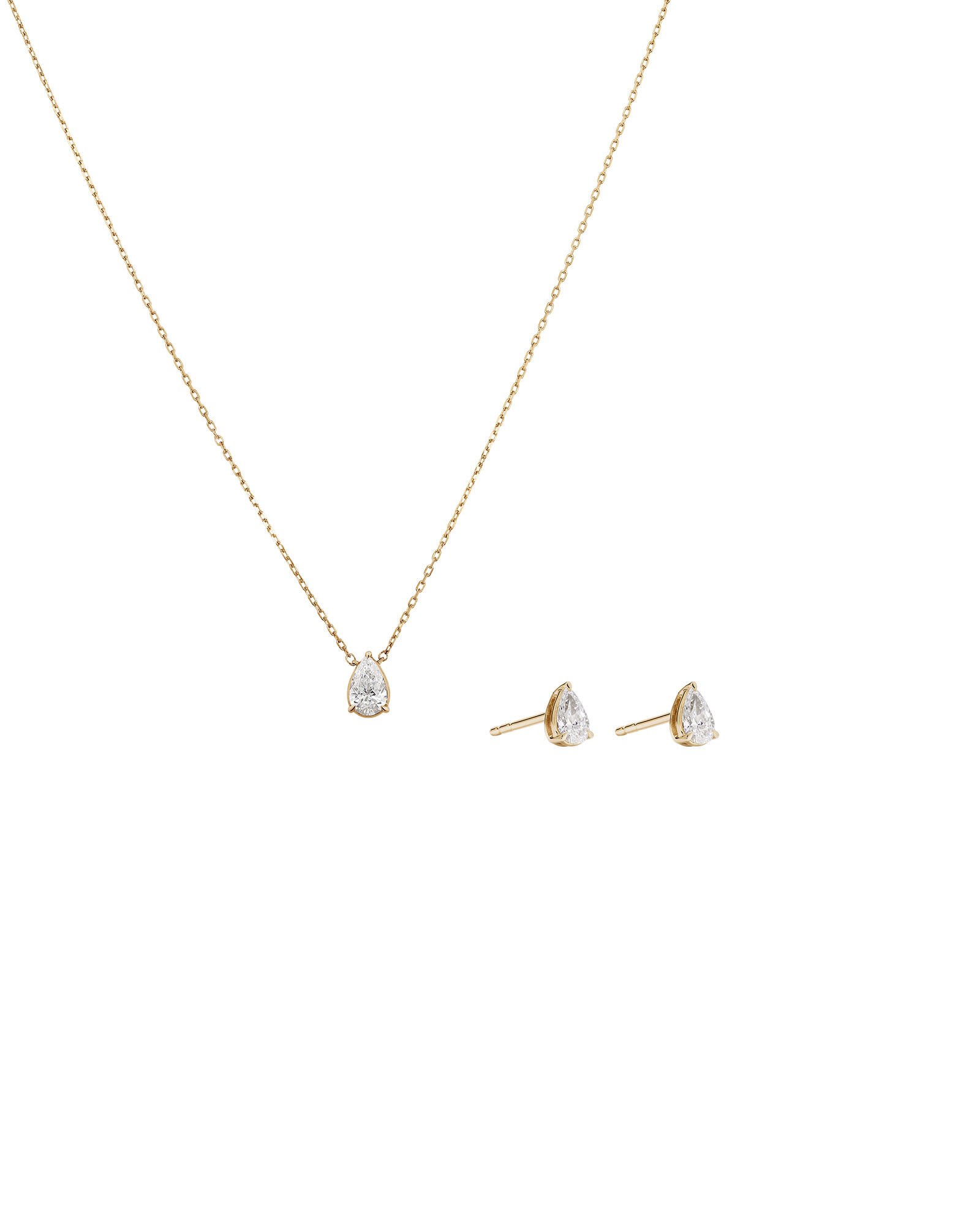 0.64 Carat TW Laboratory-Grown Diamond Pear Bezel Pendant and Earrings Box Set in 10kt Yellow Gold