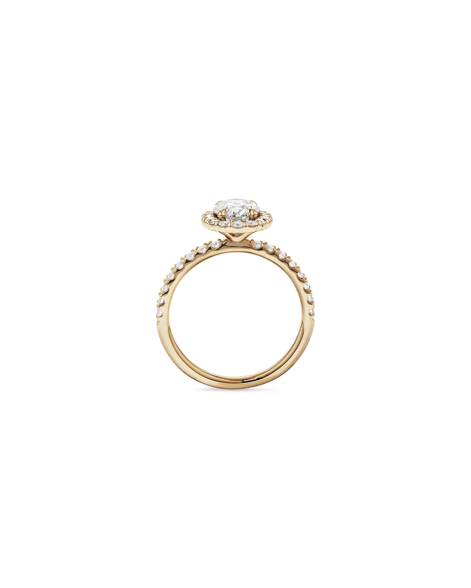 1.78 Carat TW Oval Laboratory-Grown Diamond Halo Engagement Ring in 14kt Yellow Gold