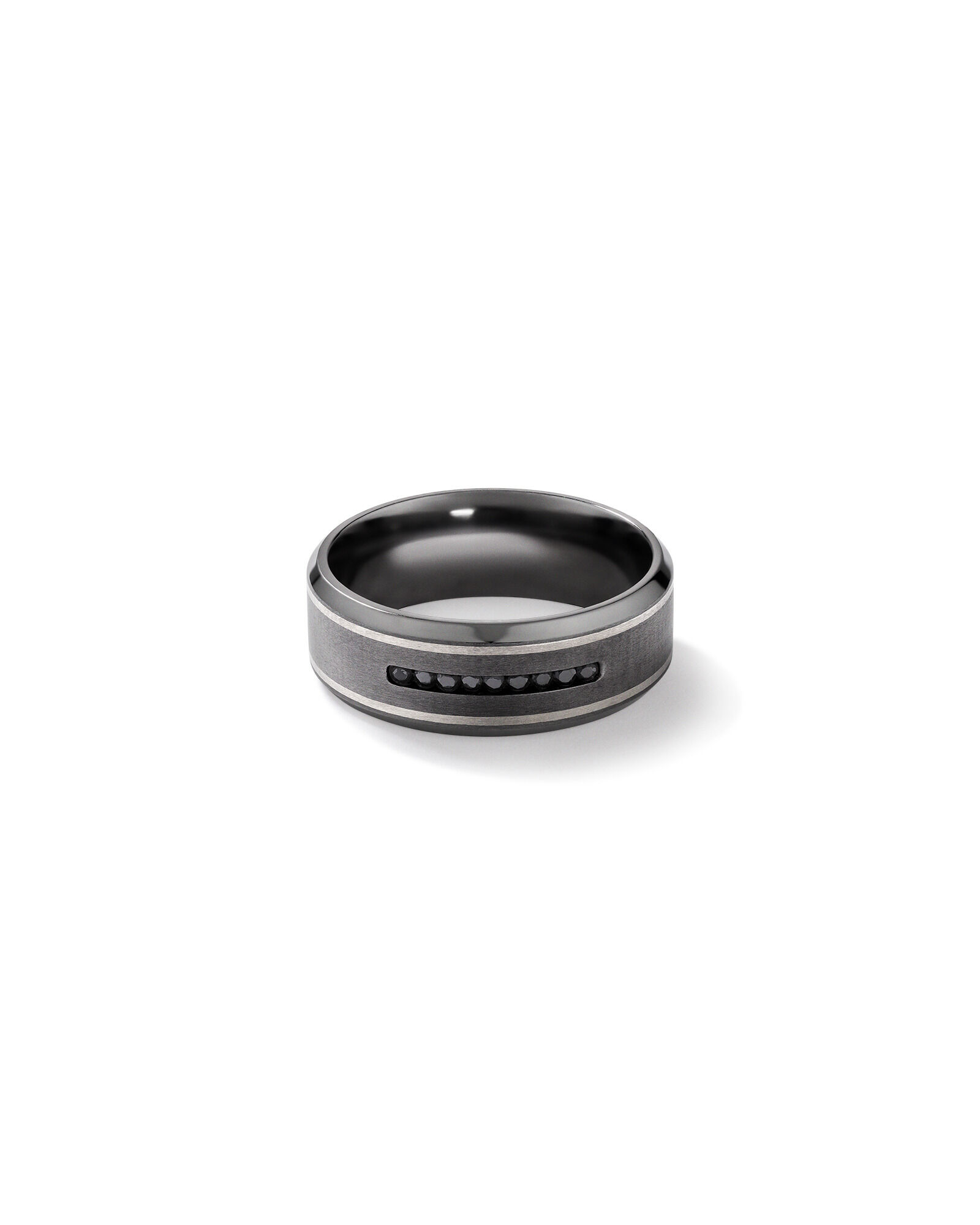 8mm Brushed Dome Wedding Band in Tantalum and 10kt White Gold