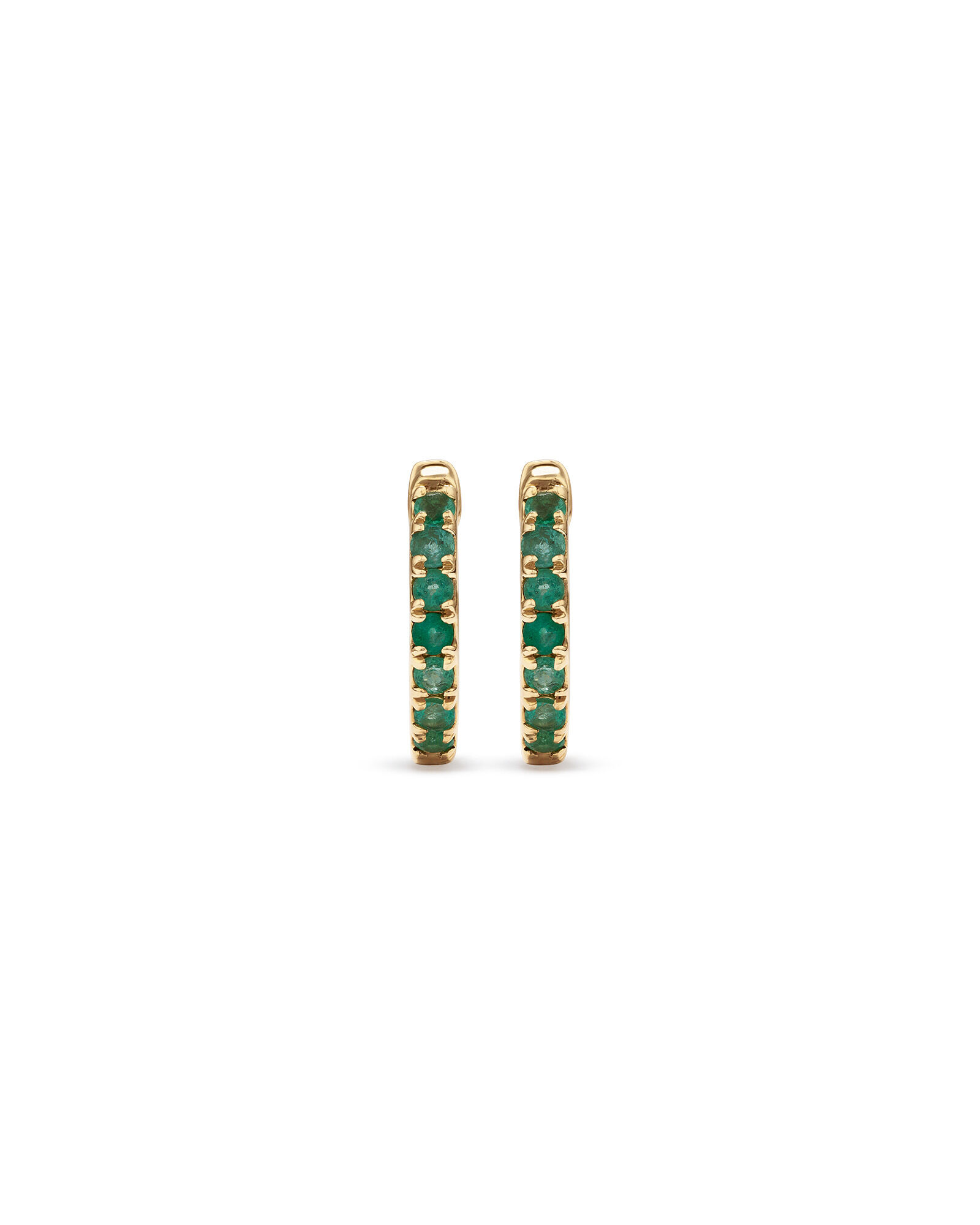 Huggie Earrings with Emerald in 10kt Yellow Gold