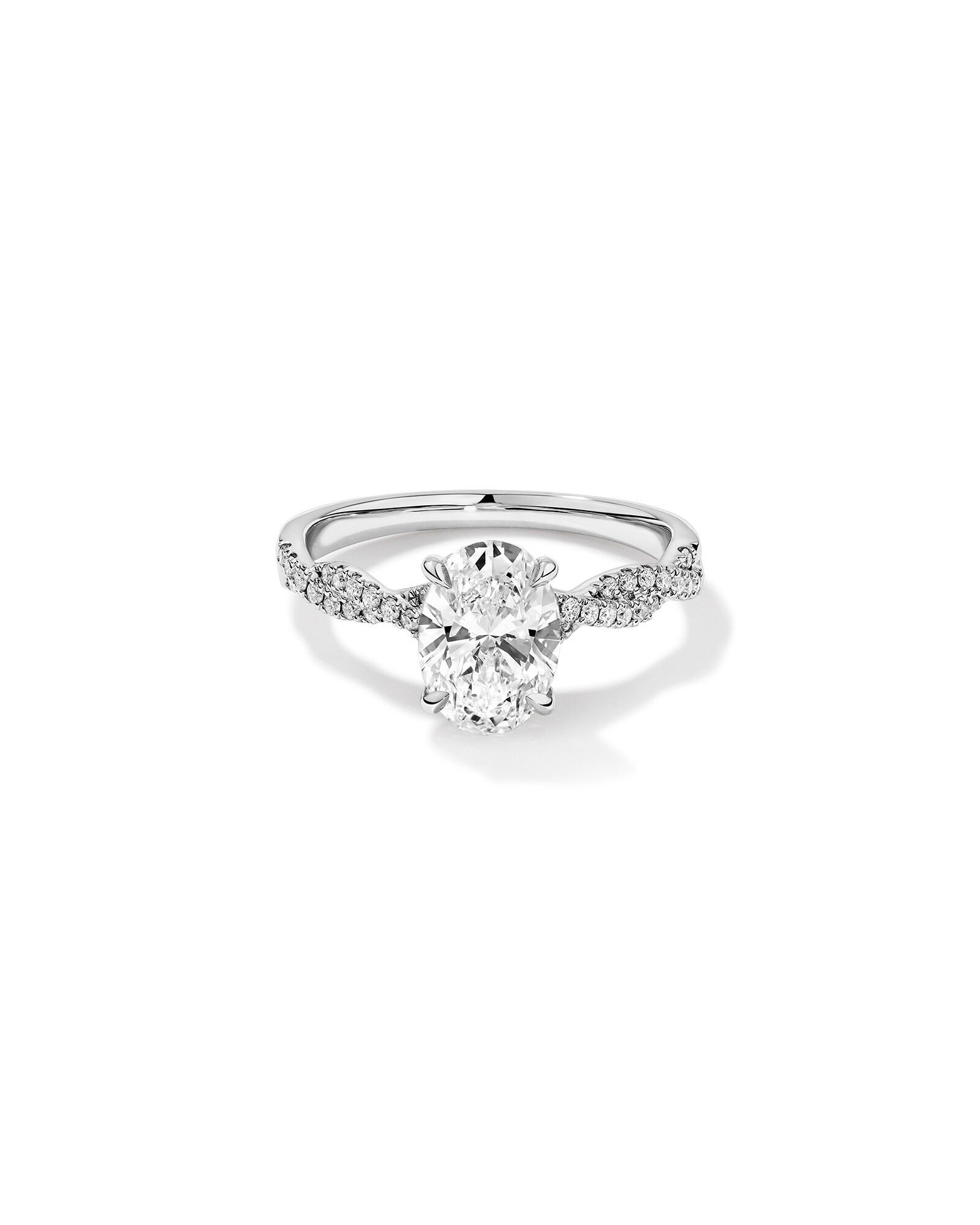 1.70 Carat TW Oval Cut Lab-Grown Diamond Twist Band Engagement Ring in 14kt White Gold