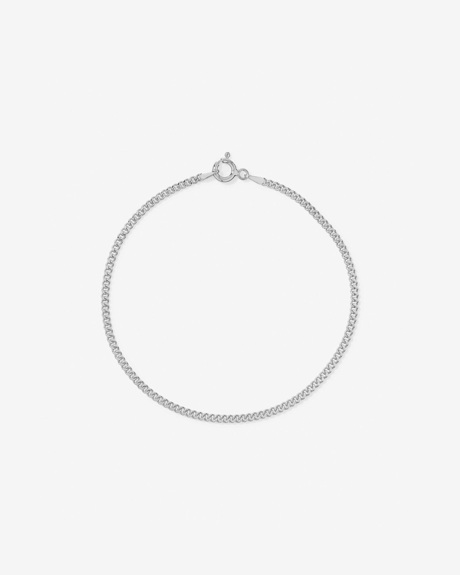 17cm (17") 2.1mm Width Solid Diamond Cut Curb Bracelet in 10kt White Gold