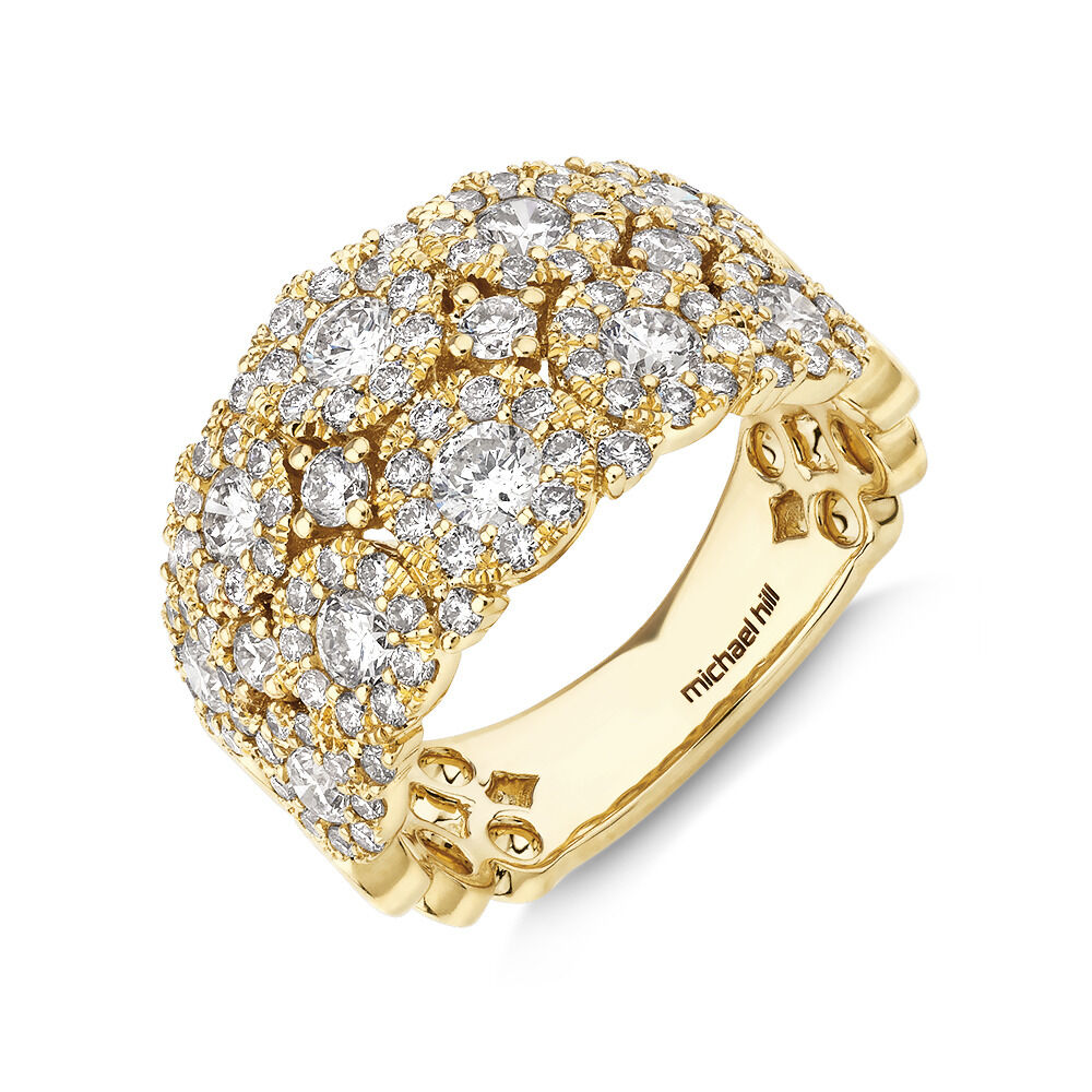2 Row Bubble Ring with 2.00 Carat TW Diamonds in 14kt Yellow Gold