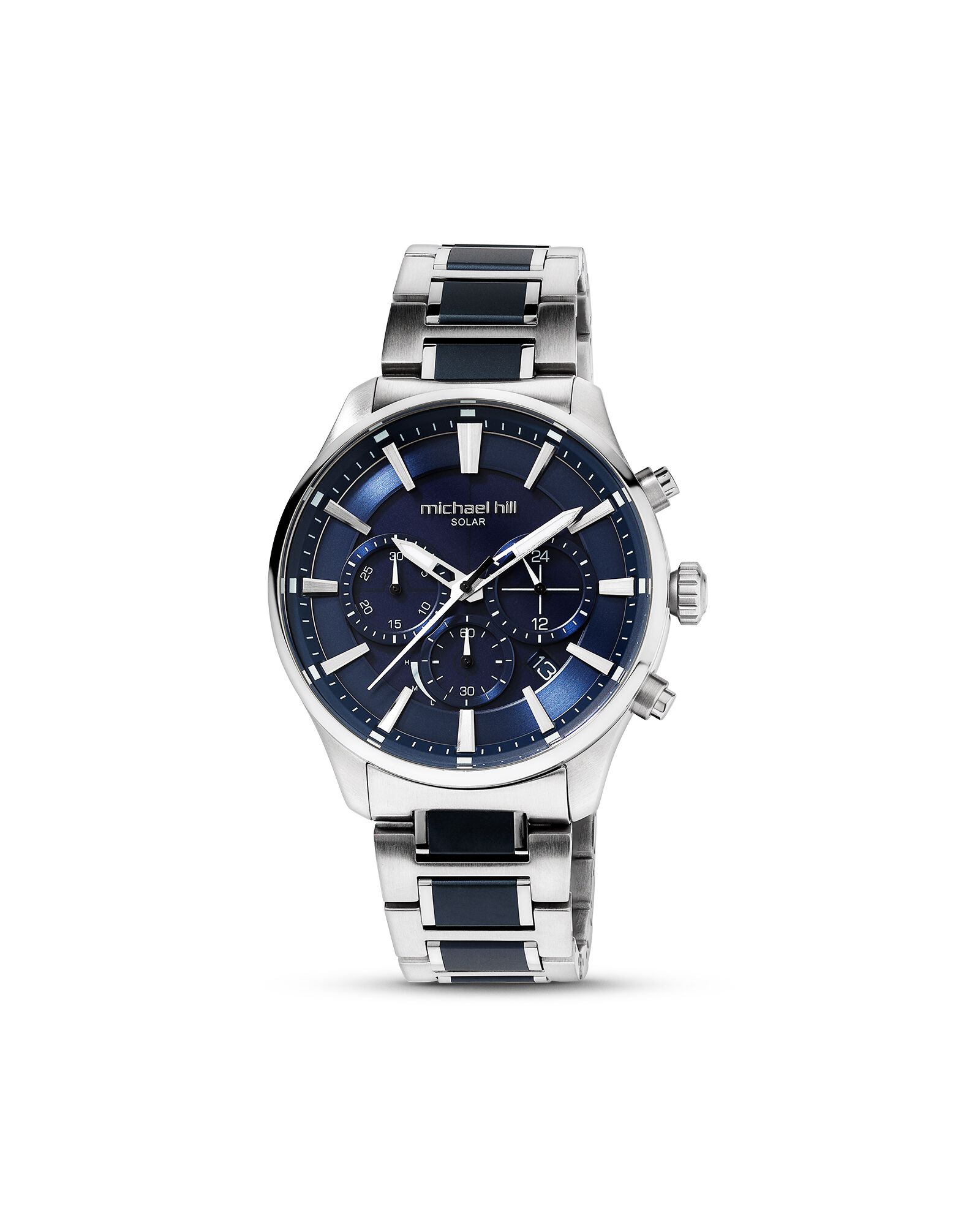 Solar Powered Men's Watch with Blue Tone in Stainless Steel