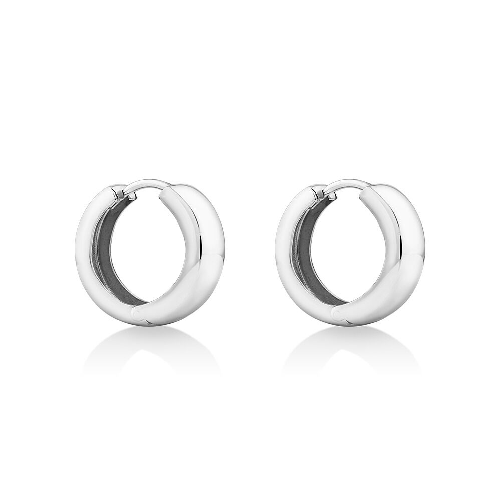 4.5mm Wide Small Huggie Earrings in 10kt White Gold