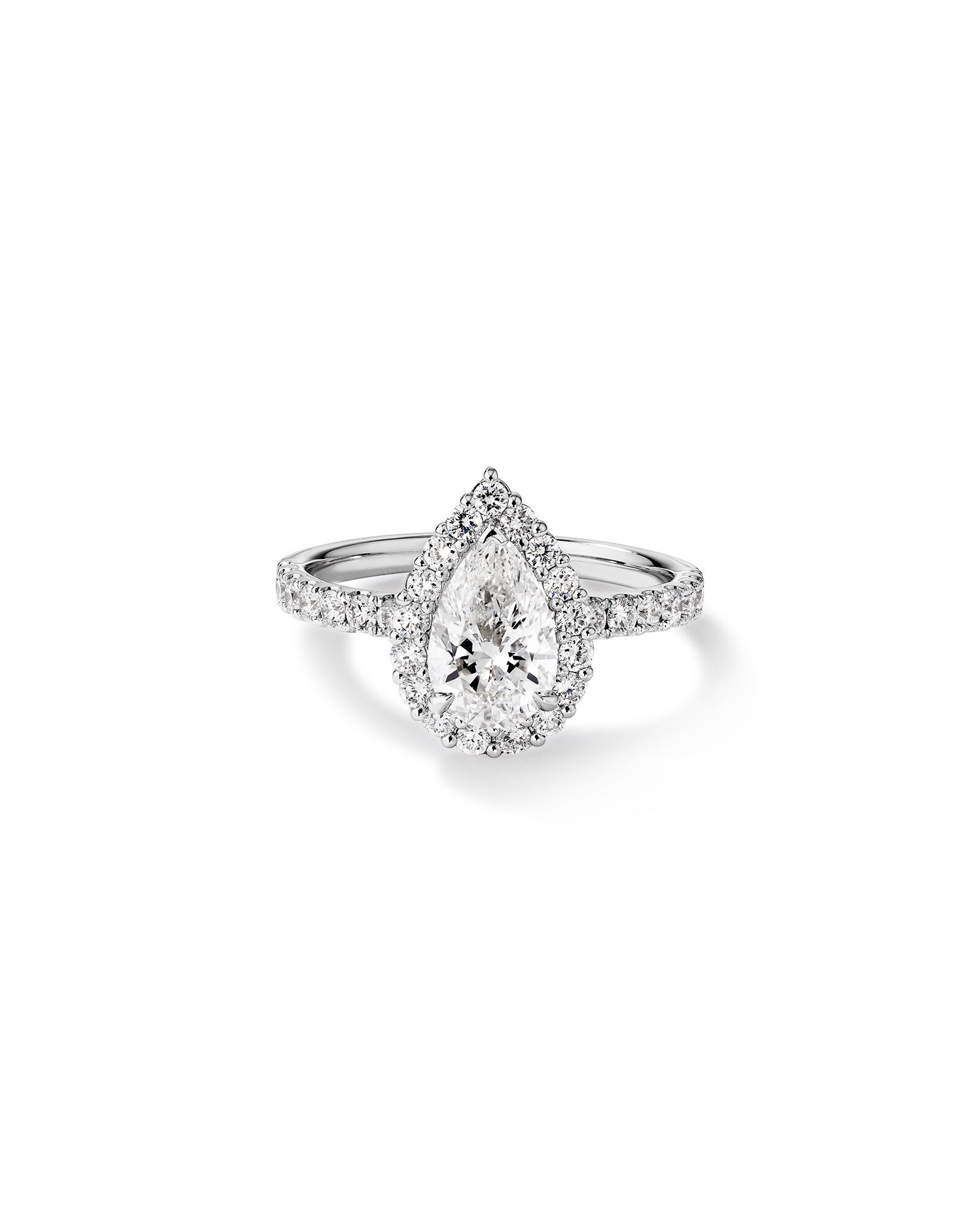 1.82 Carat TW Pear Cut Laboratory-Grown Diamond Halo Engagement Ring in 14kt White Gold