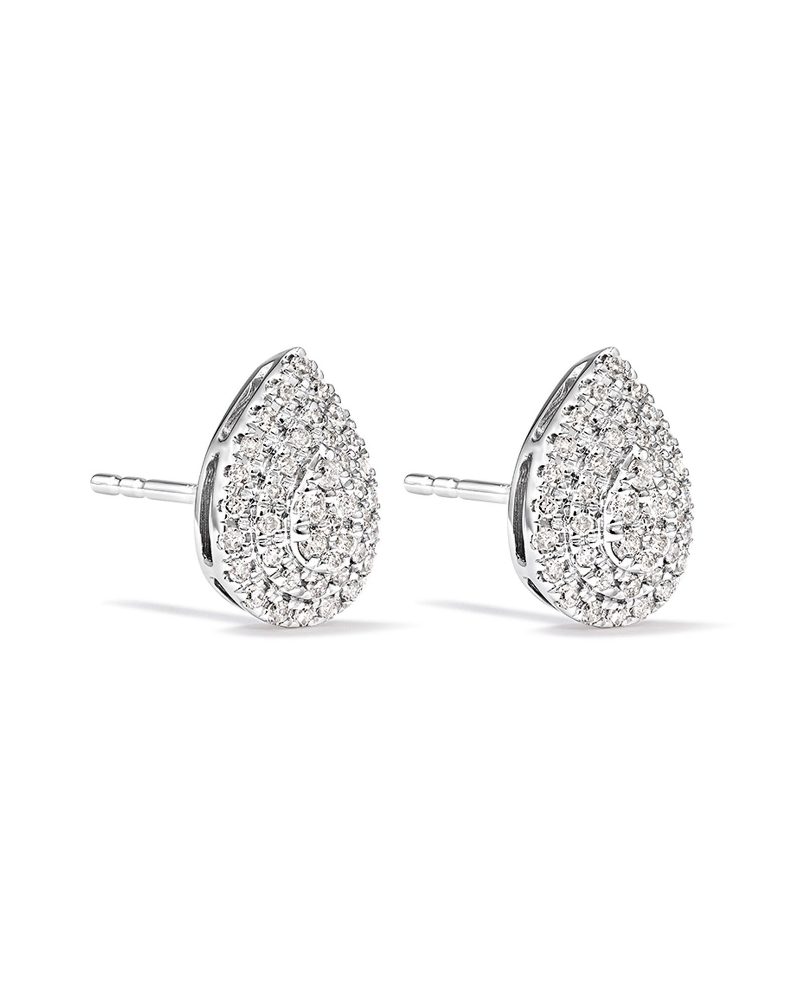 0.30 Carat TW Pear Shaped Diamond Cluster Stud Earrings in 10kt White Gold