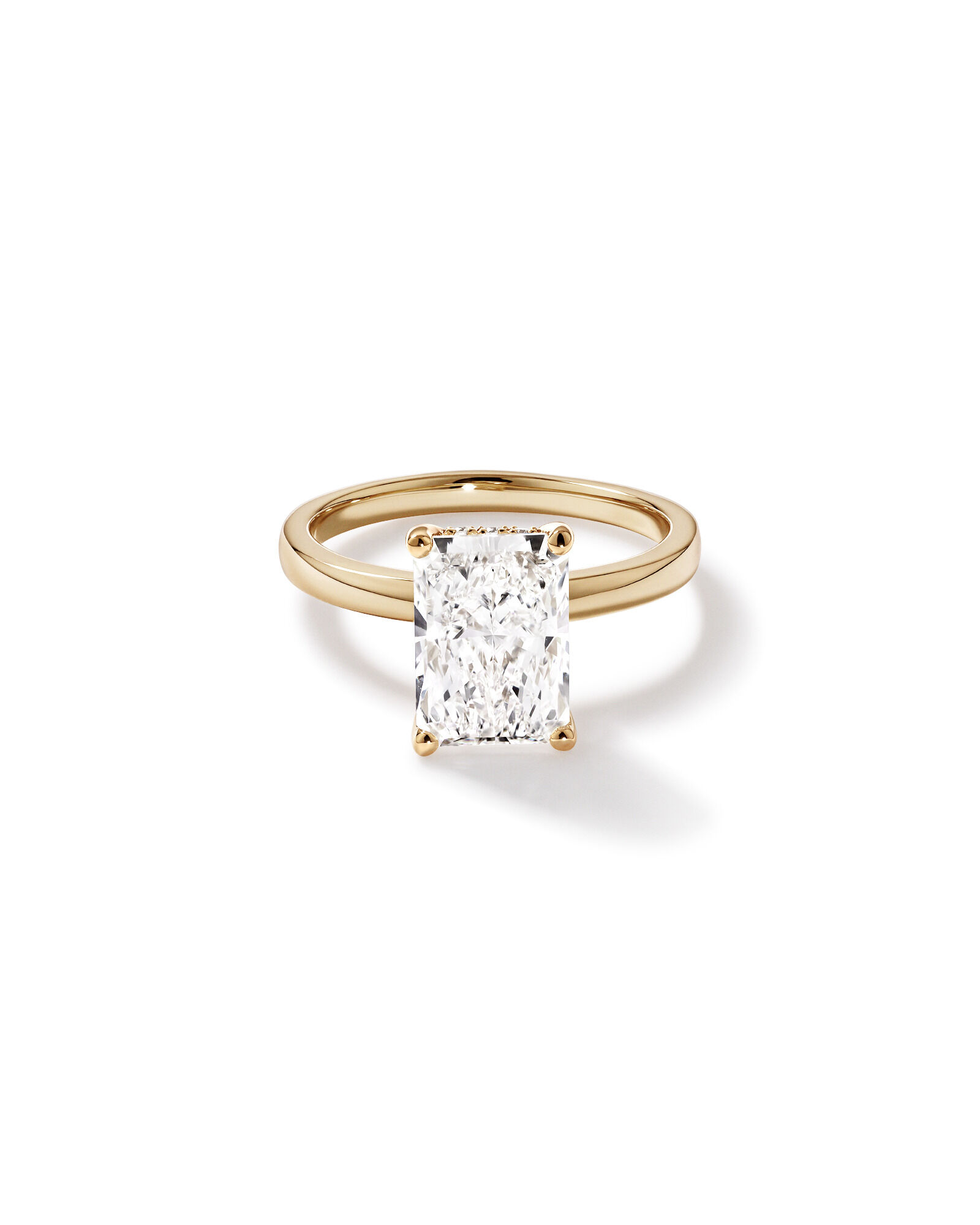 3.10 Carat TW Radiant Cut Laboratory-Grown Diamond Solitaire Ring in 18kt Yellow Gold