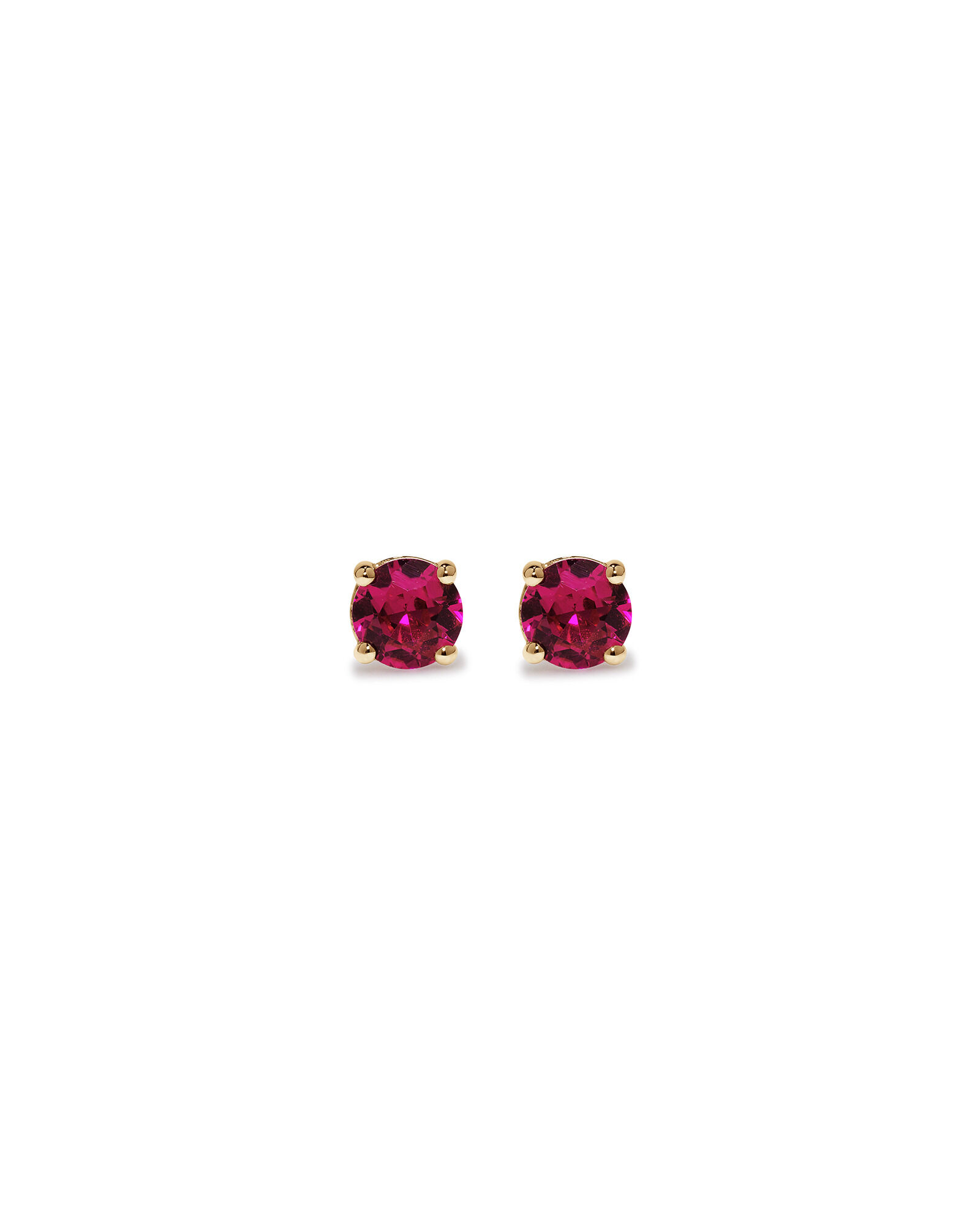 Stud Earrings with Red Created Ruby in 10kt Yellow Gold
