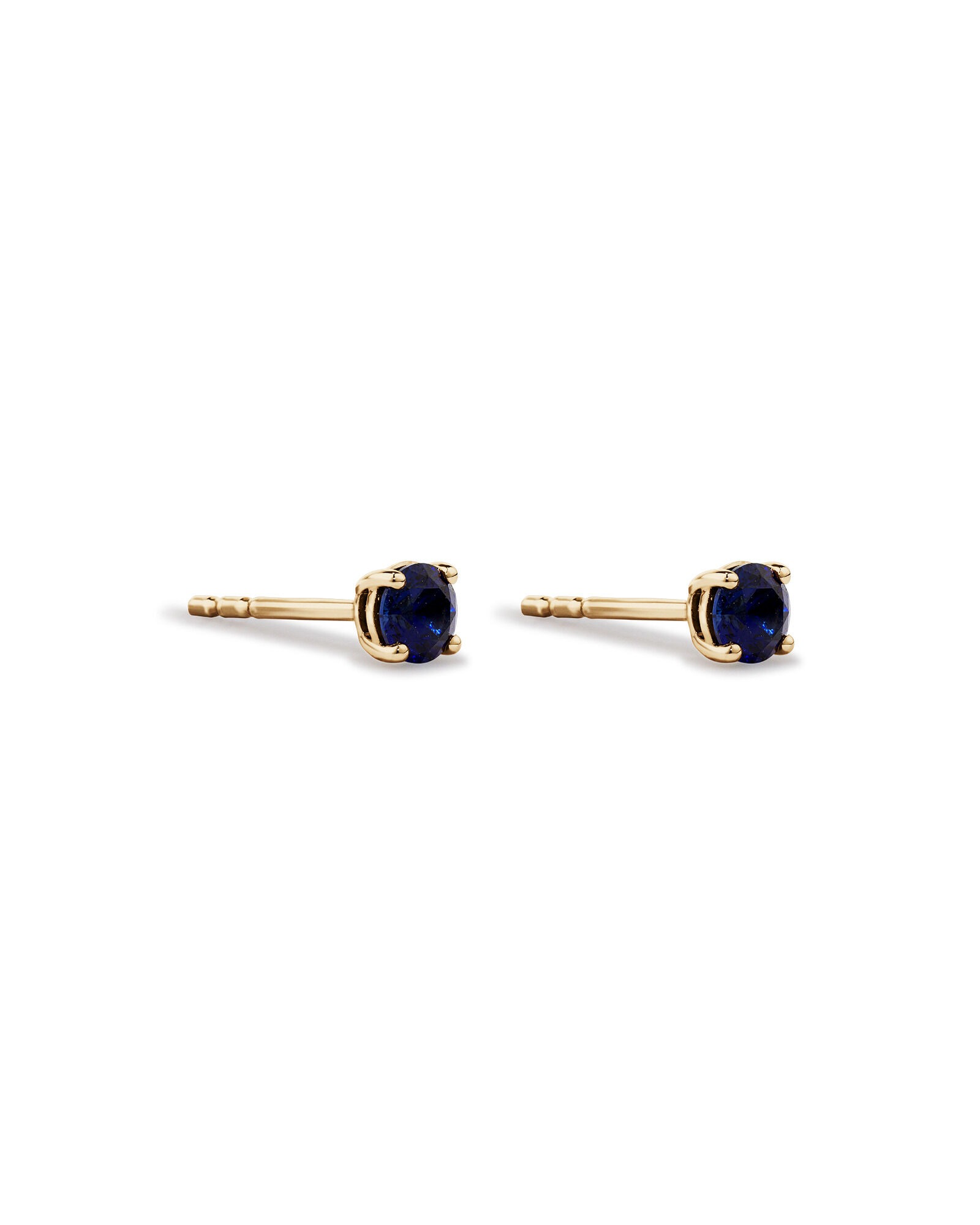 Stud Earrings with Blue Created Sapphire  in 10kt Yellow Gold