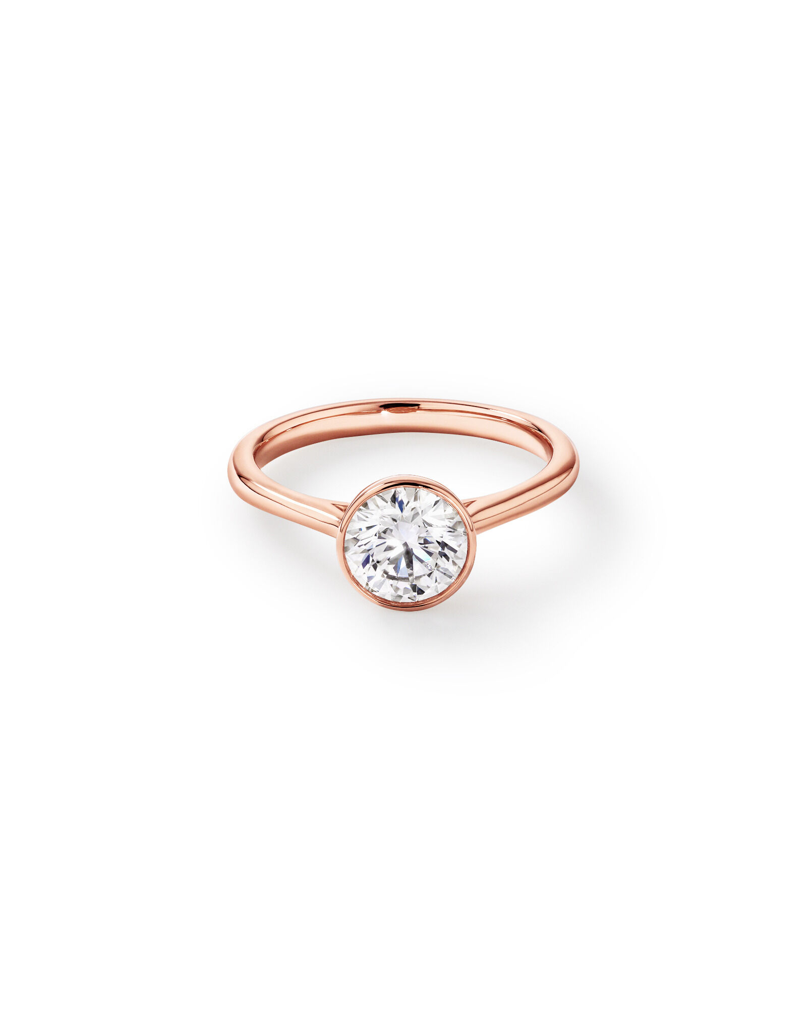 1.25 Carat TW Round Brilliant Laboratory-Grown Diamond Solitaire Bezel Set Engagement Ring in 14kt Rose Gold