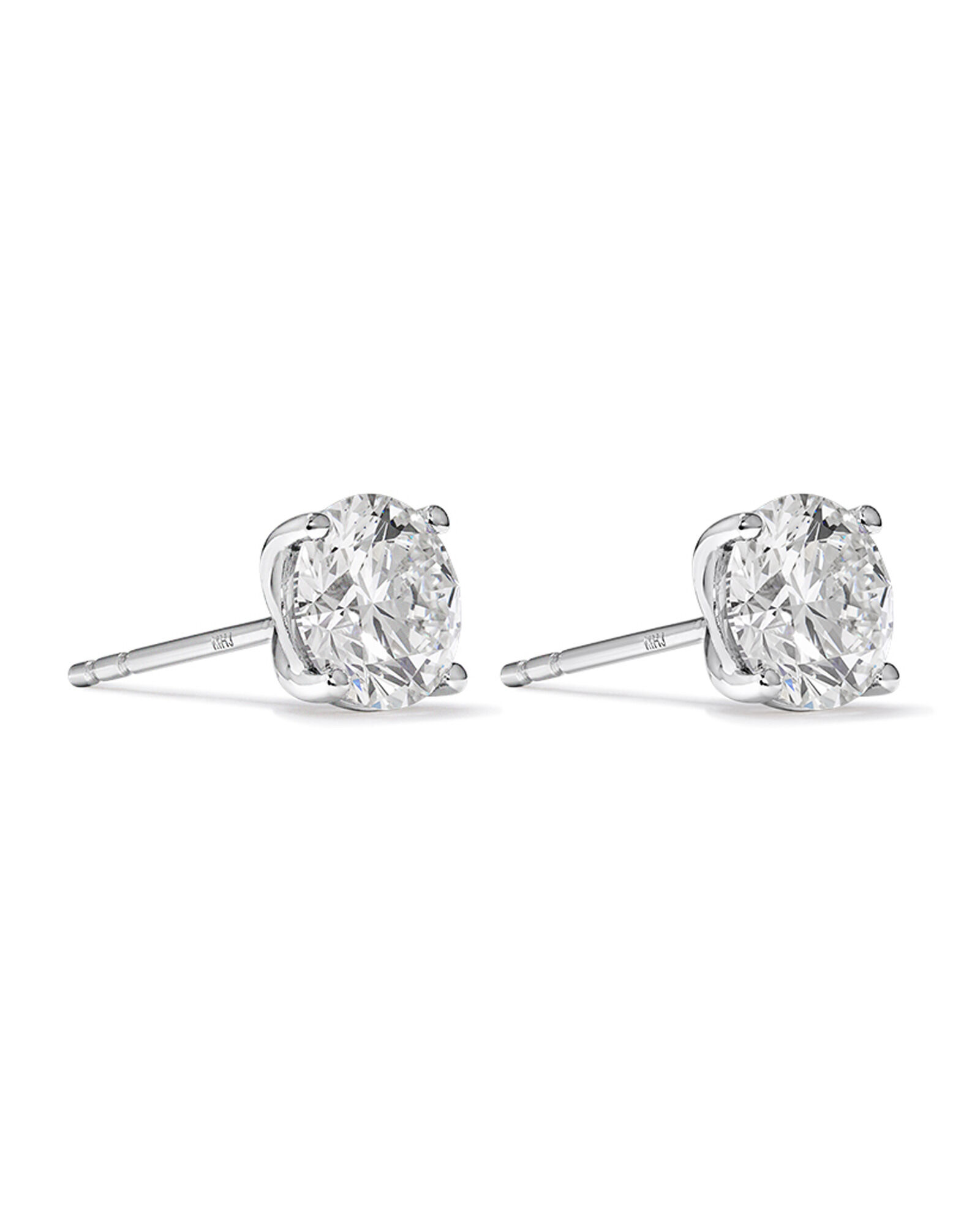 2.00 Carat TW Laboratory-Grown Diamond Solitaire Stud Earrings in 14kt White Gold