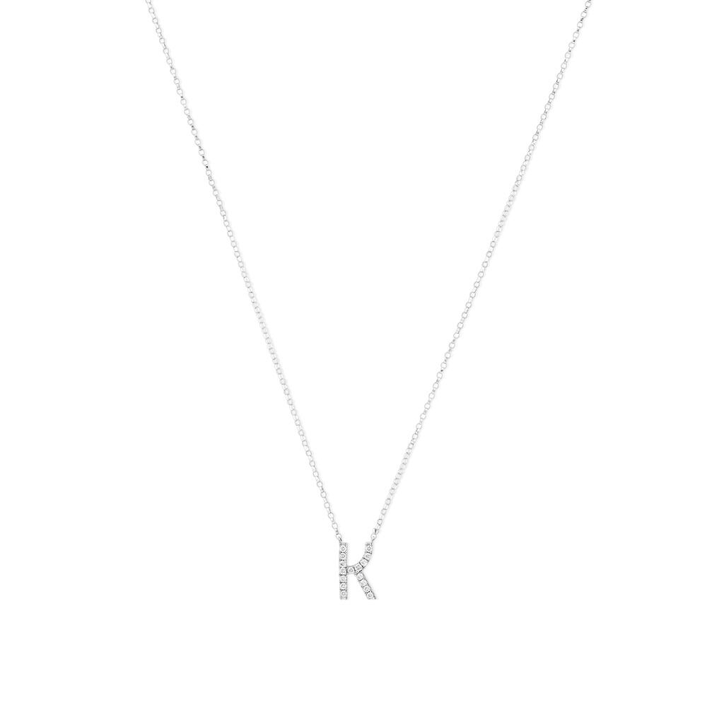 K' Initial necklace with 0.10 Carat TW of Diamonds in 10ct White Gold