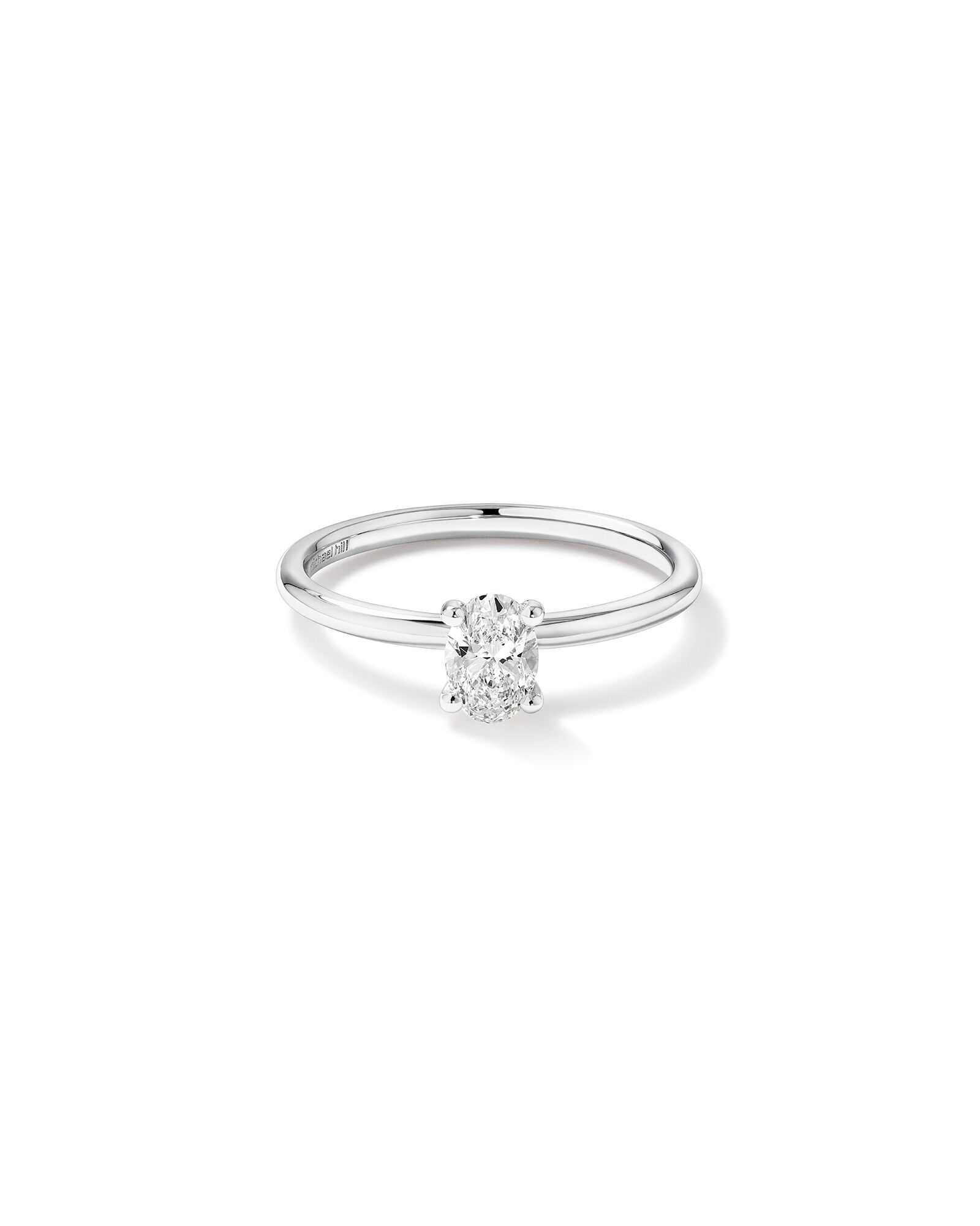 0.50 Carat TW Certified Oval Solitaire Engagement Ring in 18kt White Gold