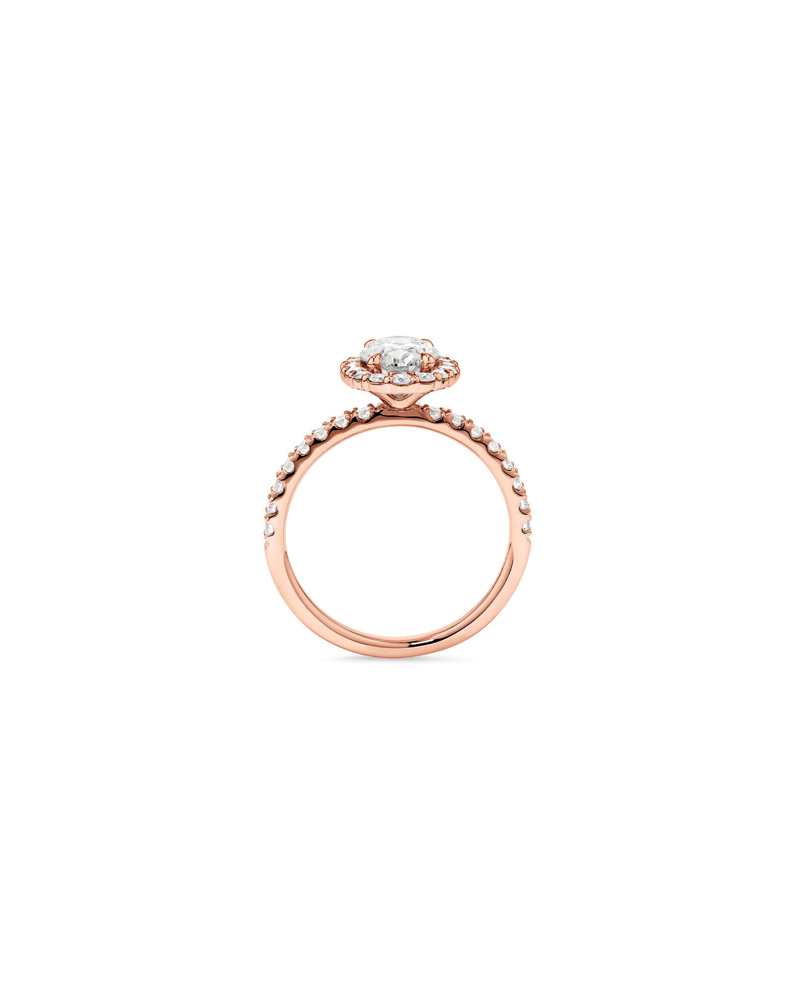 1.78 Carat TW Oval Laboratory-Grown Diamond Halo Engagement Ring in 14kt Rose Gold