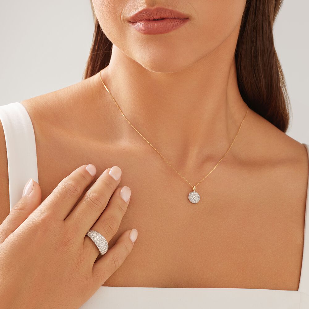 Stardust Ring with 3.14 TW of Diamonds in 14kt Yellow Gold and Rhodium