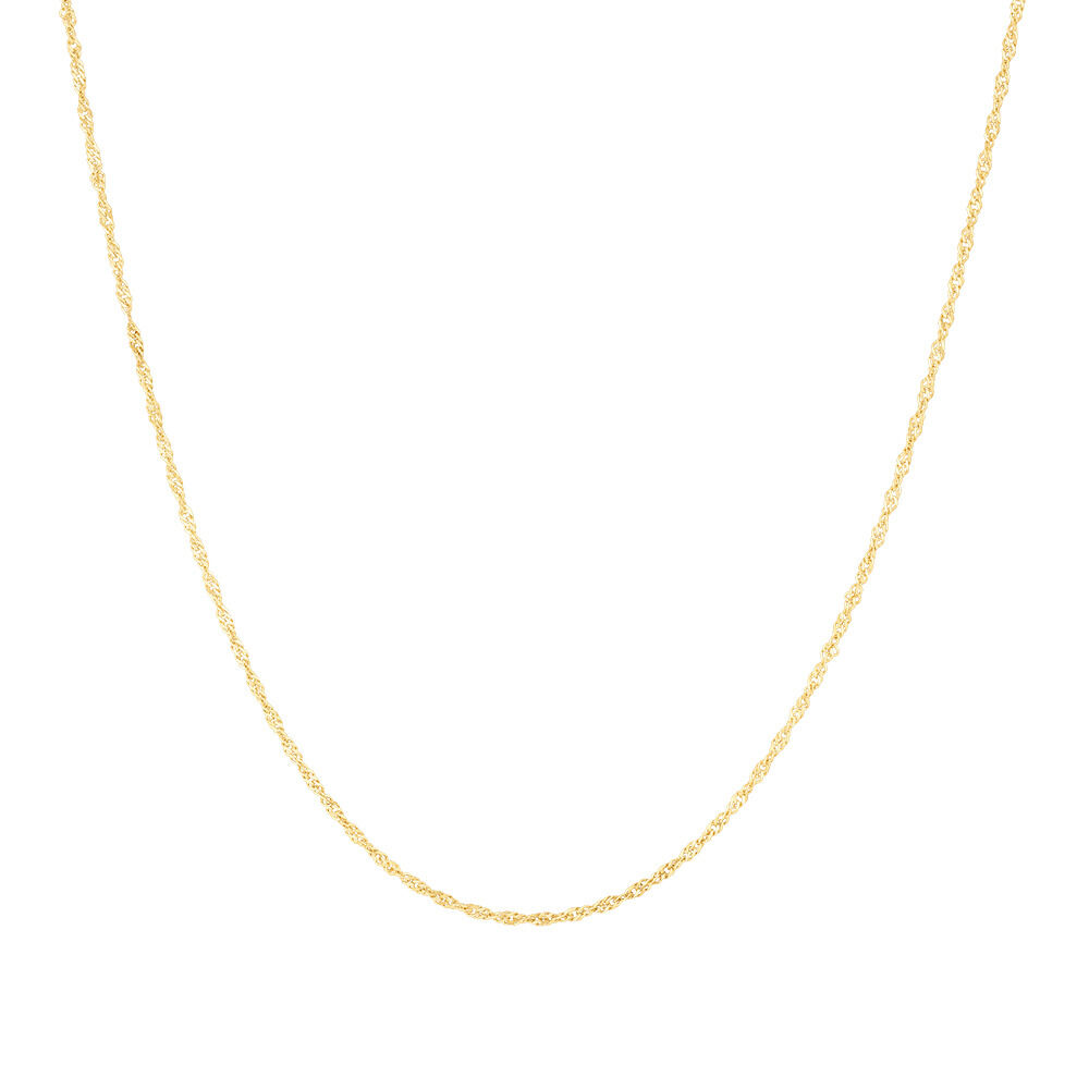 45cm (18") 1mm-1.5mm Width Hollow Singapore Chain in 10kt Yellow Gold