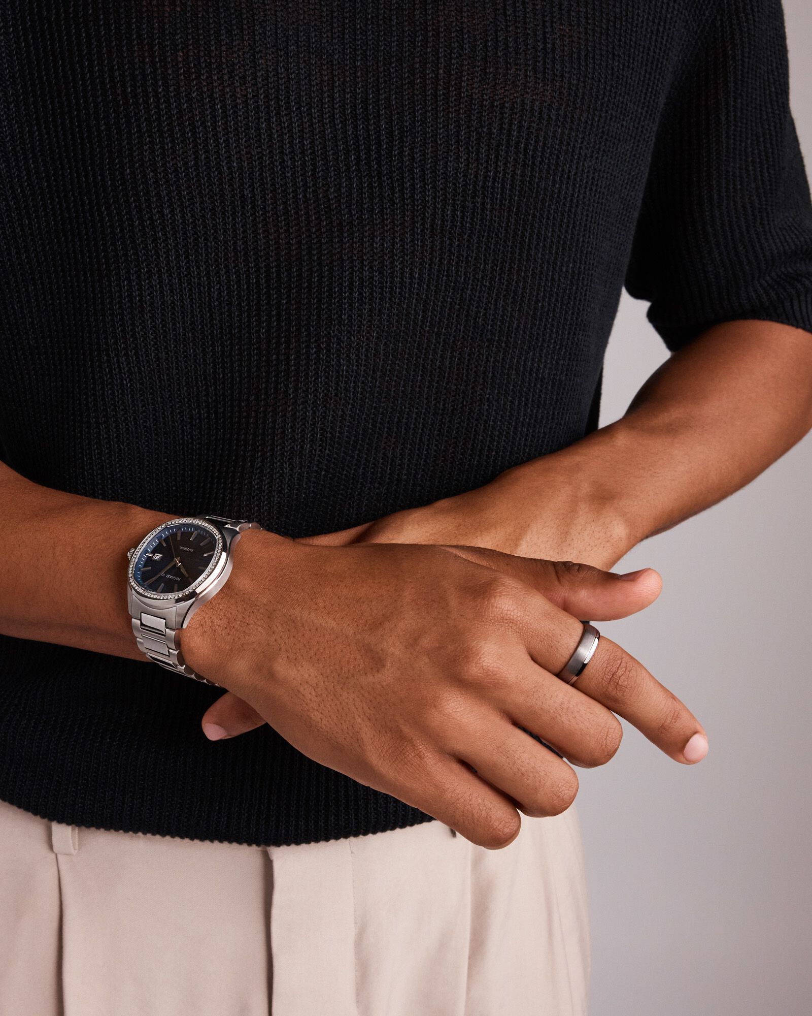 Men's 0.60 Carat TW Diamond Quartz Stainless Steel Watch with Blue Dial