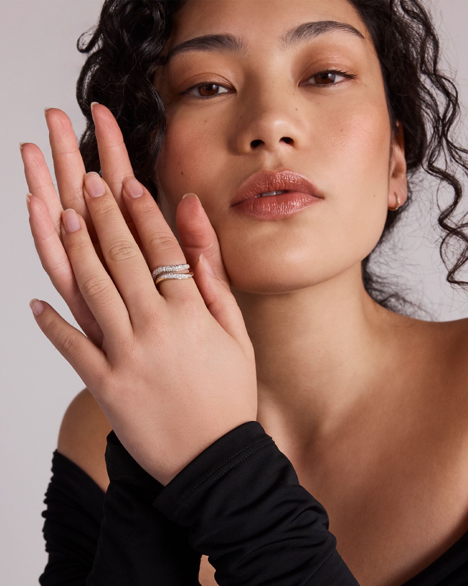 0.65 Carat TW Diamond Stardust Wave Ring in 10kt Yellow Gold