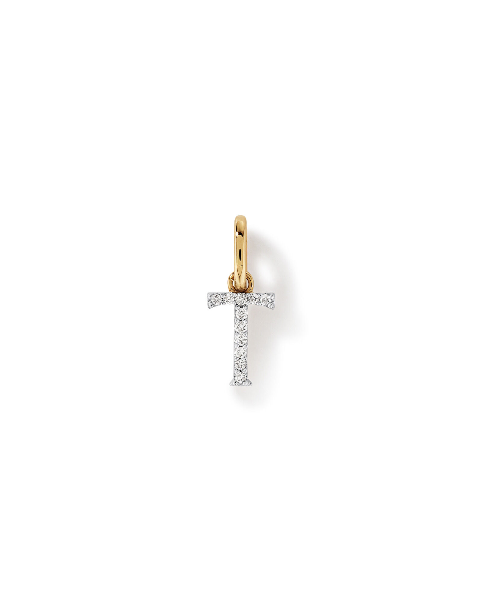 Diamond Letter T Initial Pendant in 10kt Yellow Gold