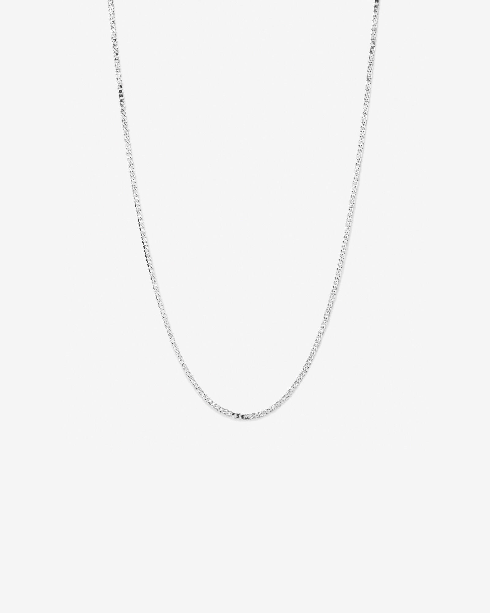 55cm (22") 3mm Width Solid Flat Bevelled Curb Chain in 10kt White Gold