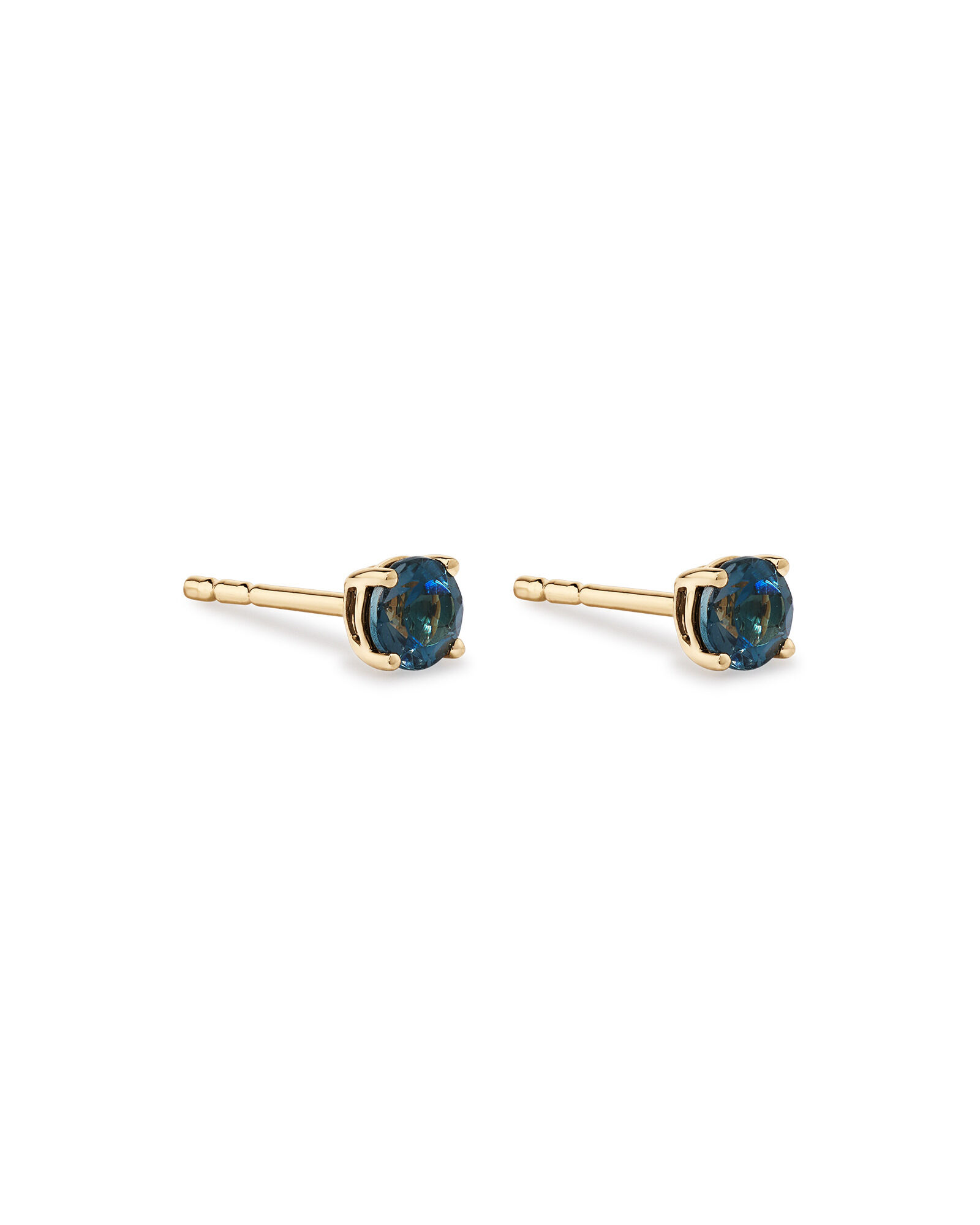 Stud Earrings with London Blue Topaz in 10kt Yellow Gold
