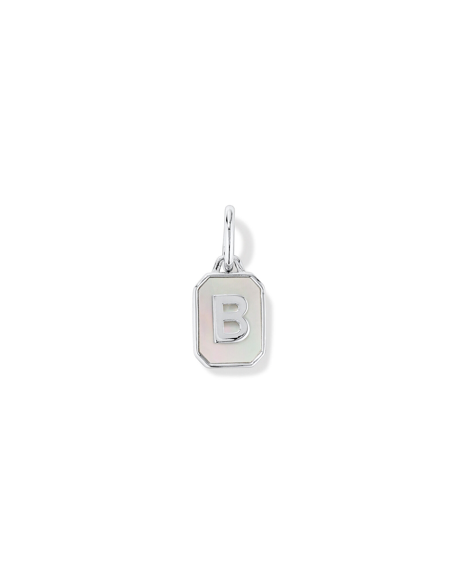 Letter B Mother of Pearl Initial Pendant in Sterling Silver