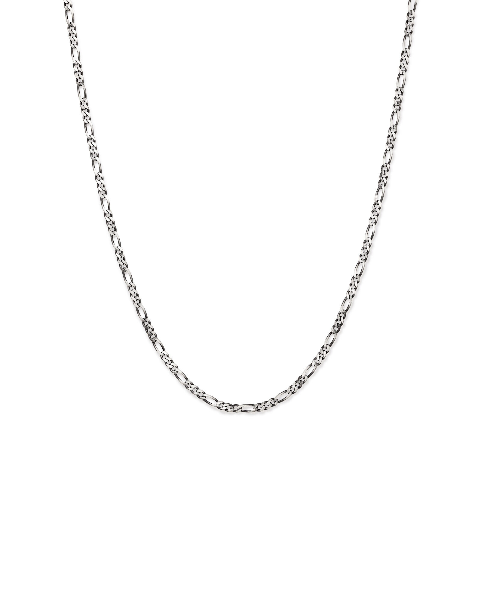 60cm (24") Oxidised Figaro Chain in Sterling Silver