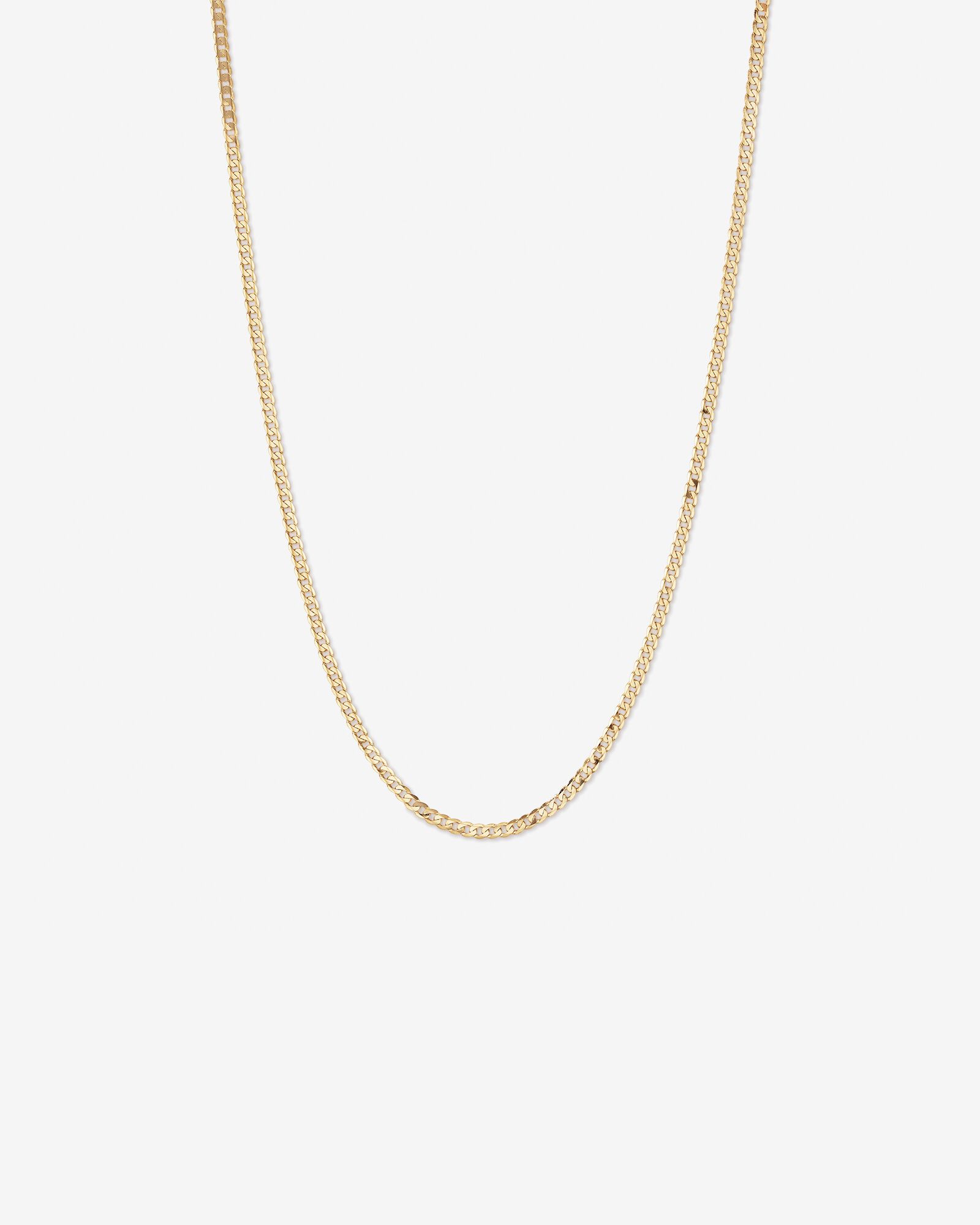 45cm (22") 3.75mm Width Solid Flat Bevelled Curb Chain in 10kt Yellow Gold