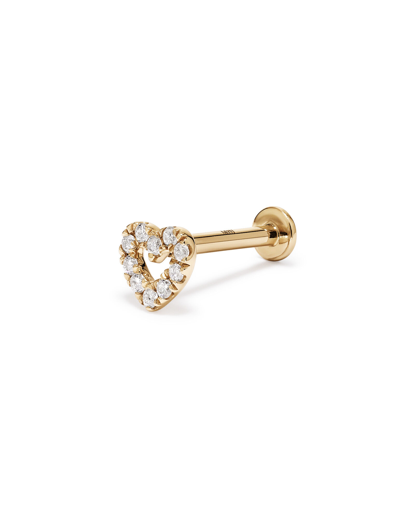 Heart Helix Single Stud Earring with 0.04 Carat TW of Laboratory-Grown Diamonds in 10kt Gold