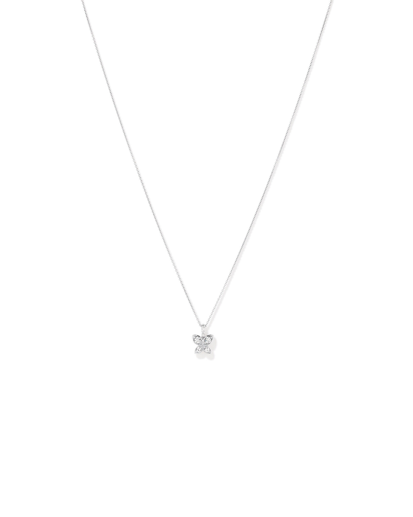 Cubic Zirconia Butterfly Pendant Necklace in Sterling Silver