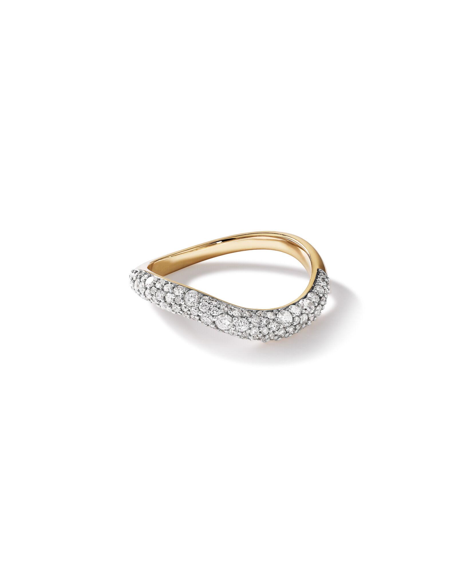 0.65 Carat TW Diamond Stardust Wave Ring in 10kt Yellow Gold