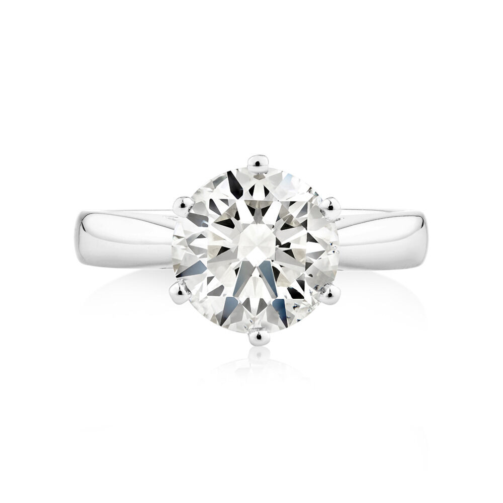 Certified Solitaire Engagement Ring with a 3 Carat TW Diamond in 14kt White Gold