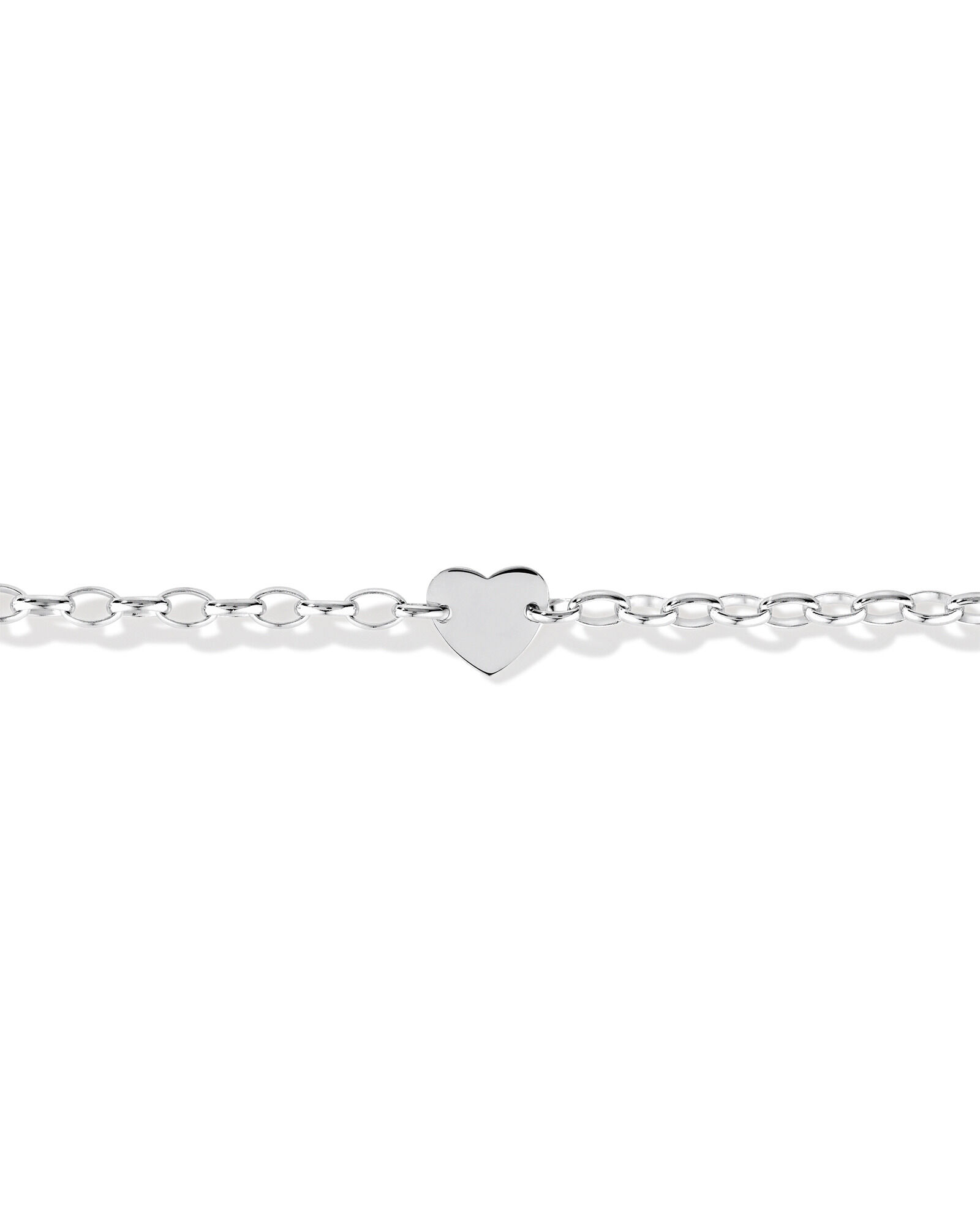 Heart Disc Oval Belcher Bracelet in Sterling Silver