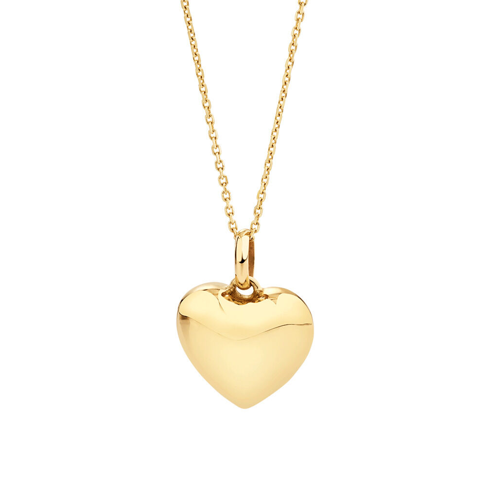Puff Heart Pendant in 10kt Yellow Gold