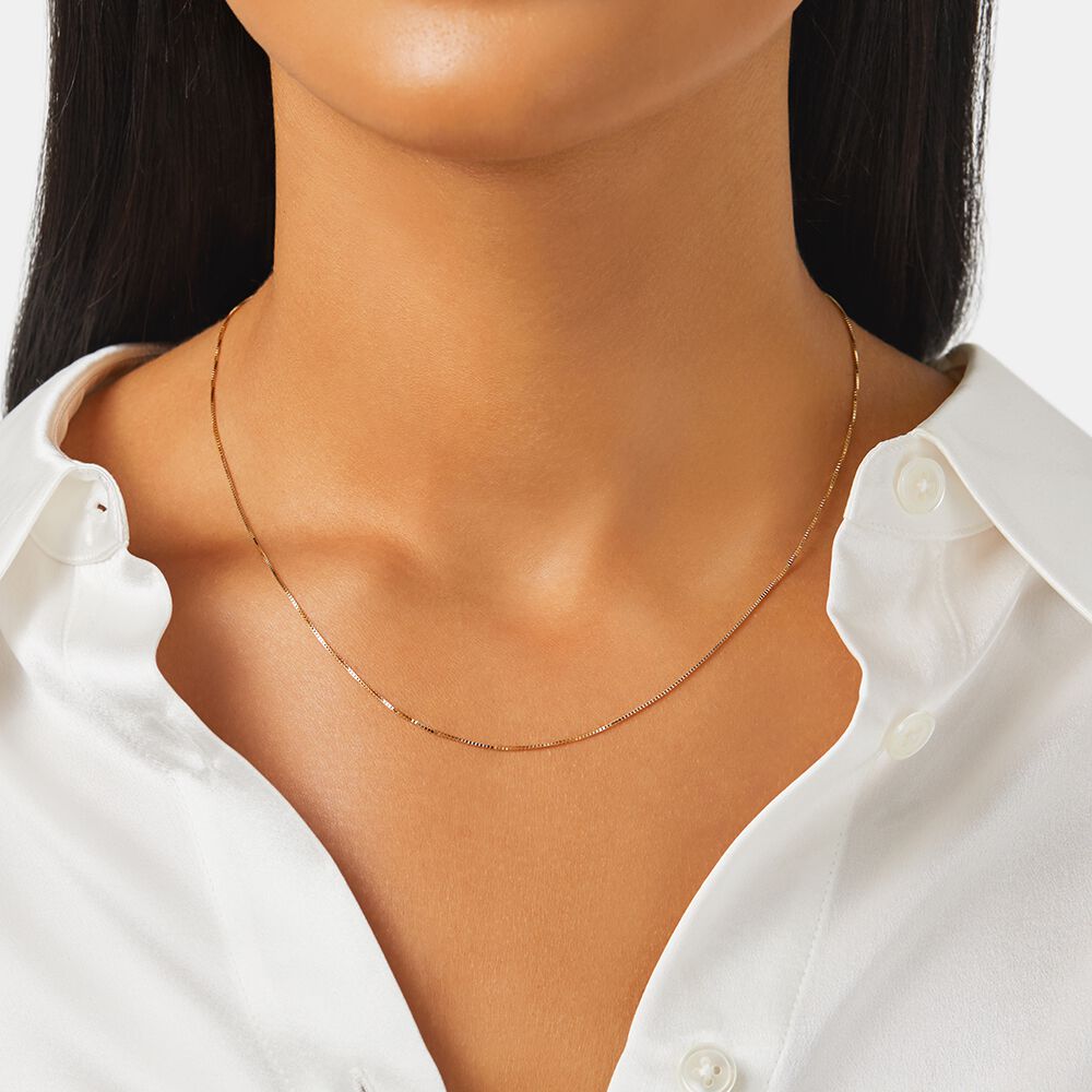 45cm (18") 0.66mm Width Box Chain in 18kt Yellow Gold