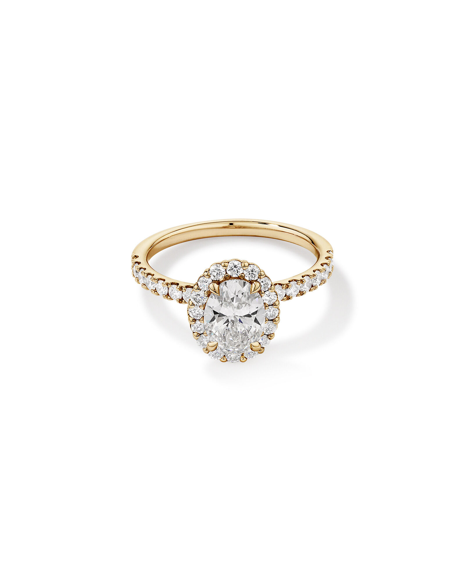 1.78 Carat TW Oval Laboratory-Grown Diamond Halo Engagement Ring in 14kt Yellow Gold